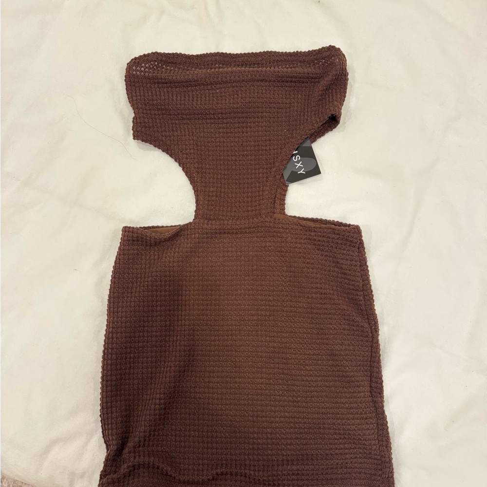 SHEIN Brown Cutout Knit Mini Dress
